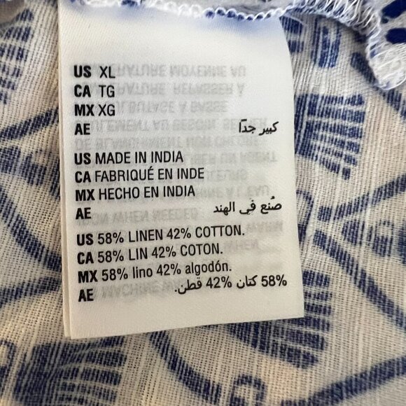 Charter Club Women Tunic Top XL Blue Linen Nautical Coastal Beachy Quiet Luxury - Picture 7 of 8